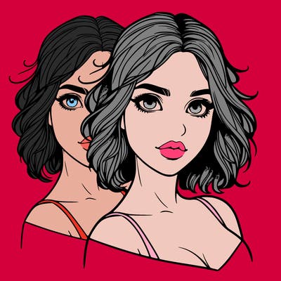 split realistic girl