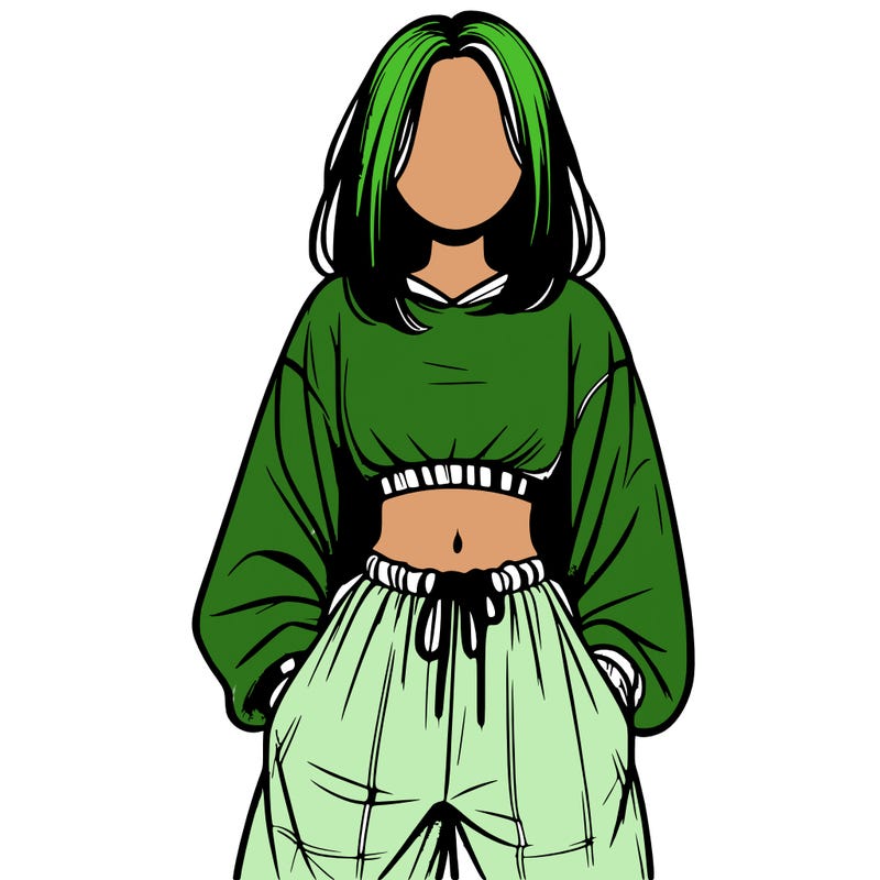 realistic girl faceless with baggy pants and a crop top