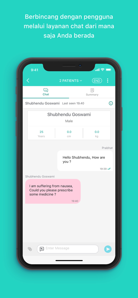 Halodoc for Doctors - Halodoc for Doctors mobile app showing a patient chat screen