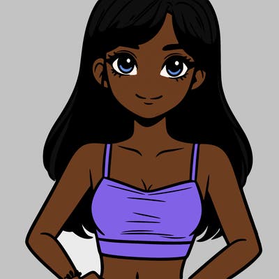 a 13 year old girl with brown hair in a crop top