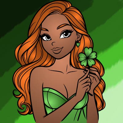 beautiful woman  carrying a clover