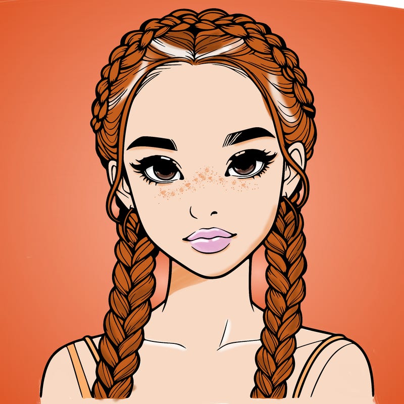 realistic girl with braids