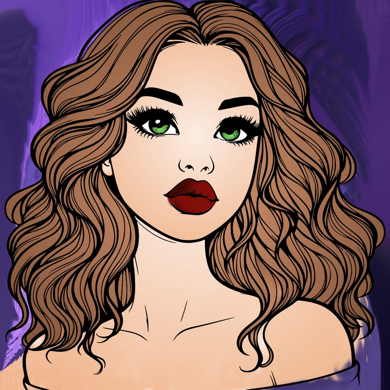 realistic girl with wavy hair and lips
