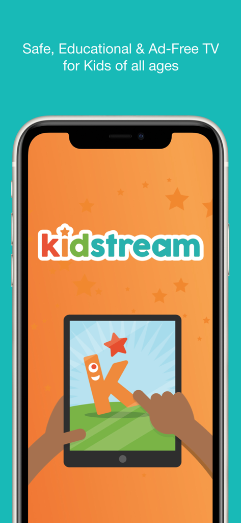 Kidstream - Kidstream app interface highlighting safe and educational ad-free television for kids