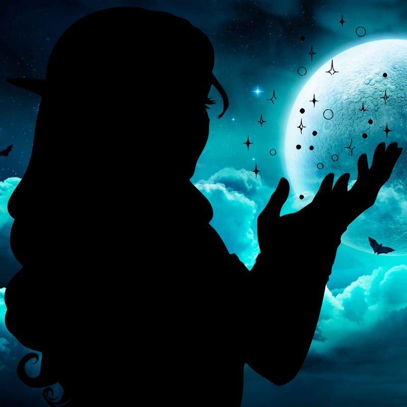 realistic elf girl doing magic