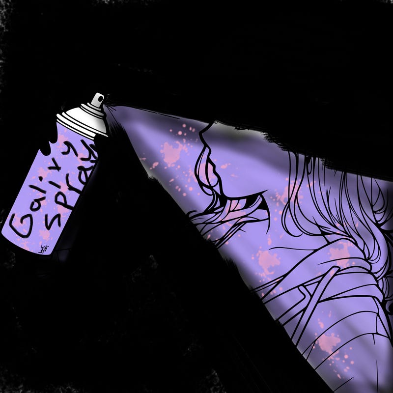 a realistic girl spray, painting