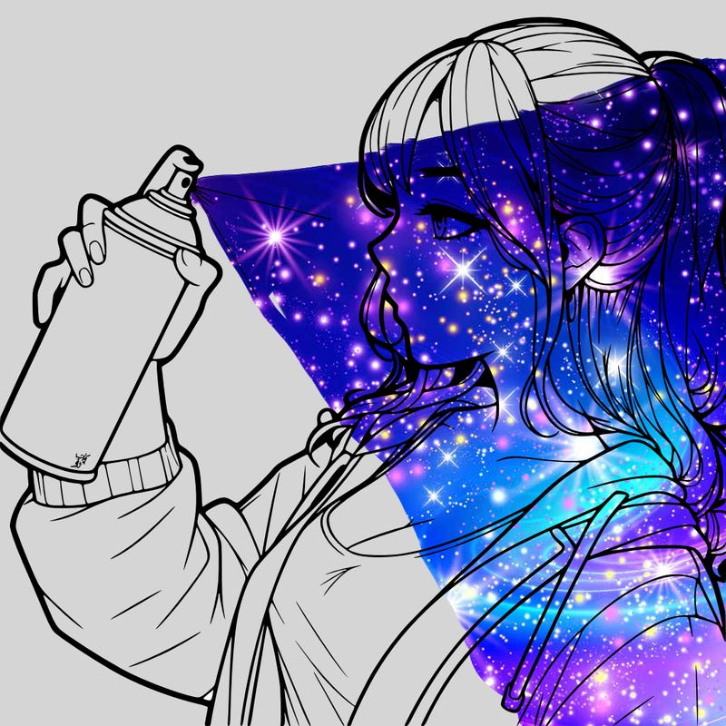 a realistic girl spray, painting