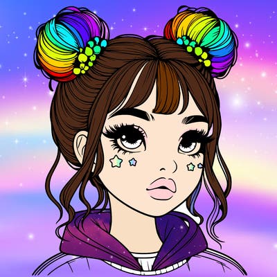 realistic girl with space buns