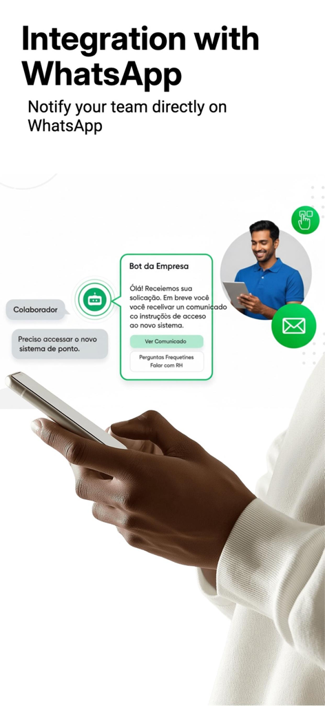 Beehome - Employee Workspace - Beehome mobile app integration with WhatsApp for team notifications