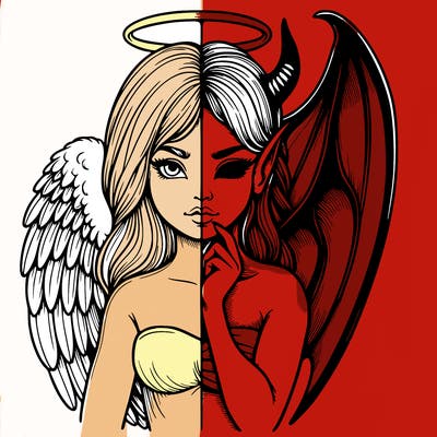 realistic angel half demon