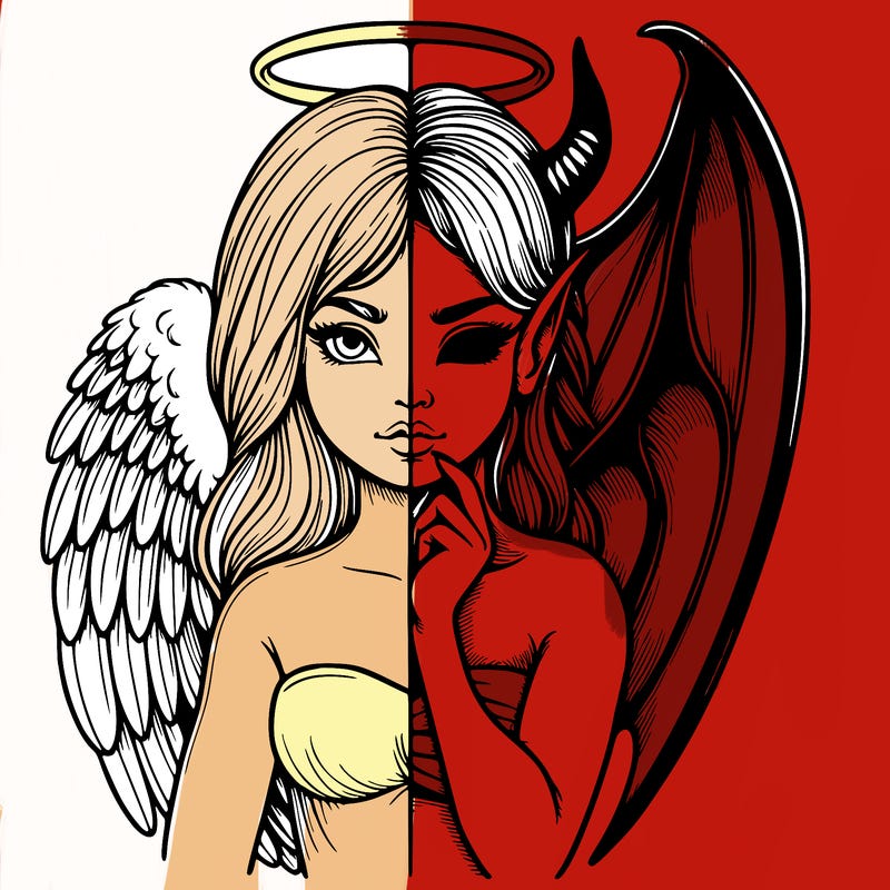 realistic angel half demon