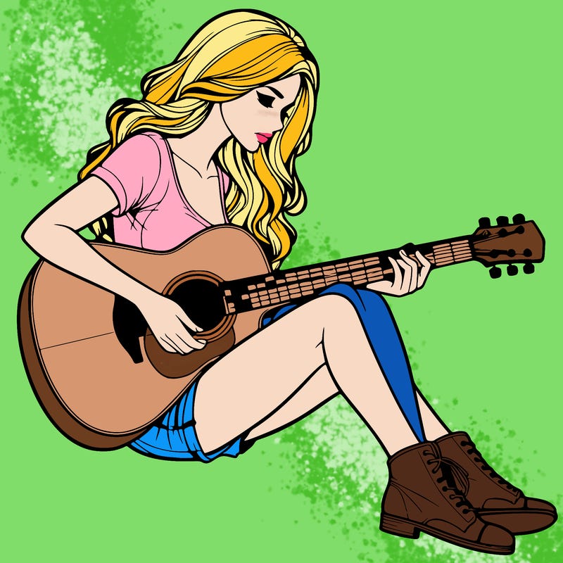 realistic woman play guitar
