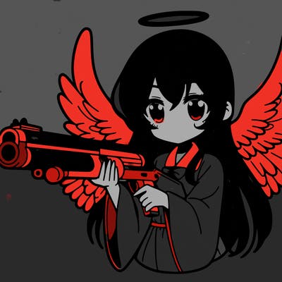 manga angel with a shot gun