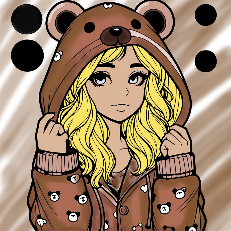 realistic girl in a animal pjs hoodie