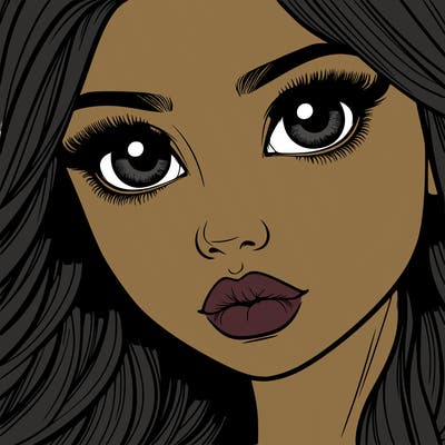 realistic girl eyes lips mouth hair pop star