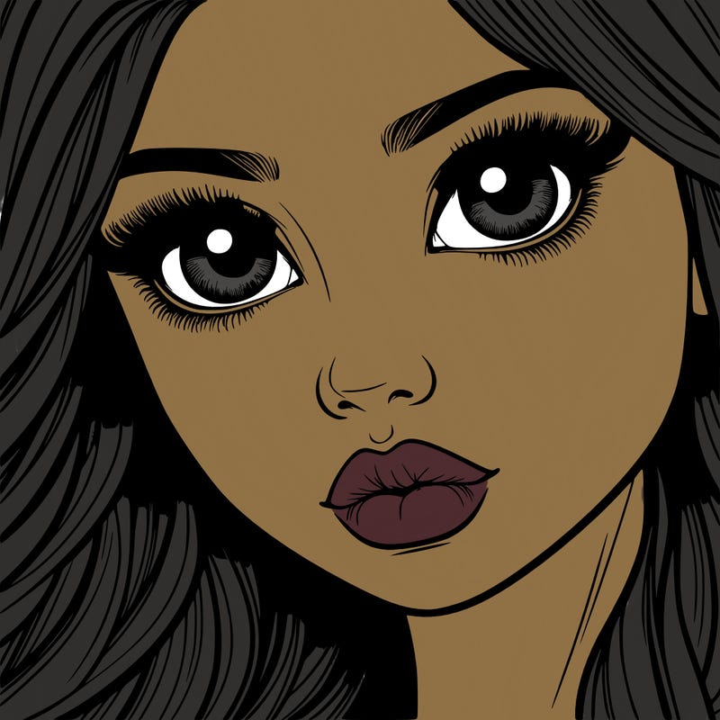 realistic girl eyes lips mouth hair pop star