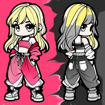 girl in crop top and baggy pants