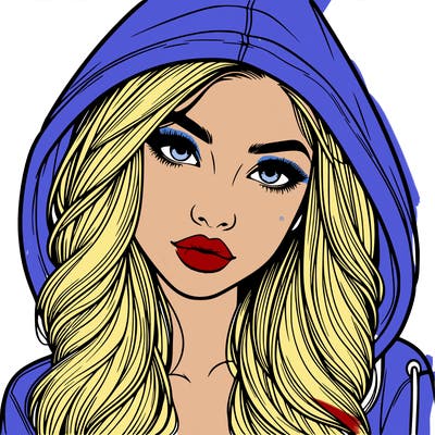 realistic beautiful girl with a hood on