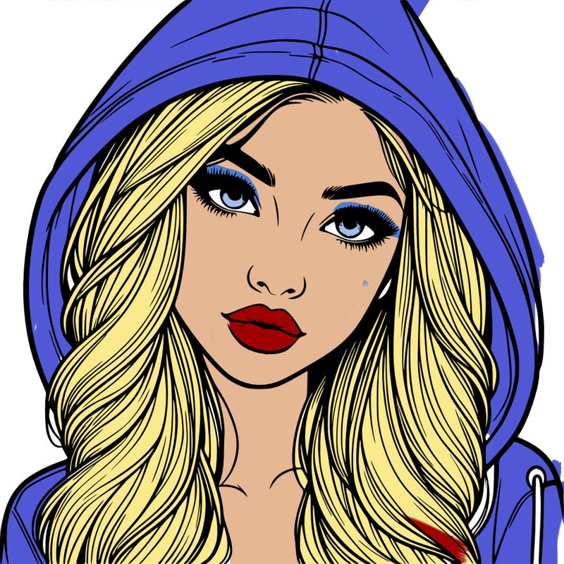 realistic beautiful girl with a hood on