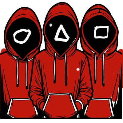 3 faceless people in  hoodies