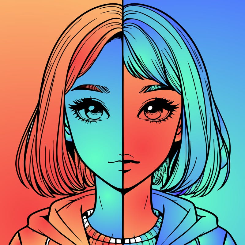 split realistic girl