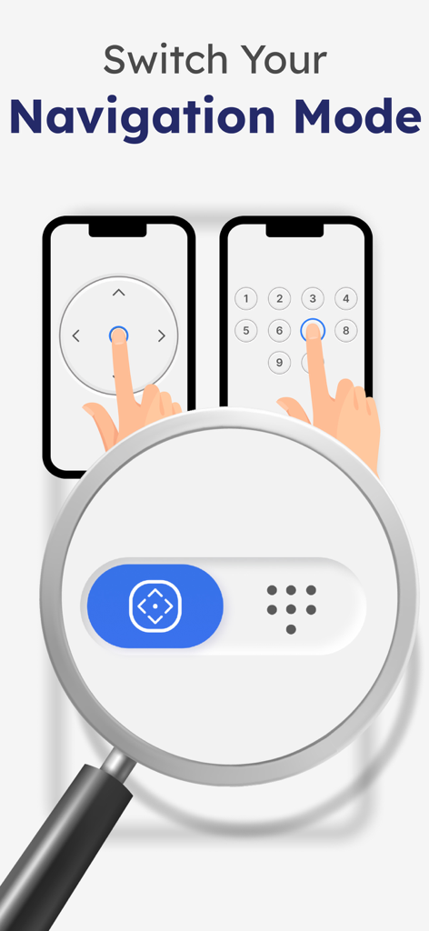 Sam TV Remote Control - iPhone app showing two different navigation modes for a Samsung TV remote including a D-pad and numeric keypad.