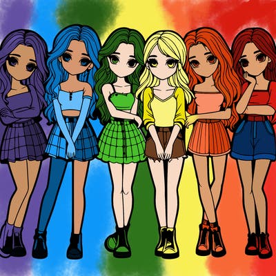 a group of girls realistic