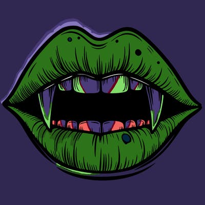 lips with vampire teeth