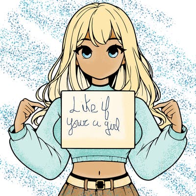 girl holding a blank sign in a long sleeve crop top