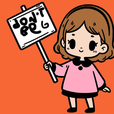 a girl holding a sign