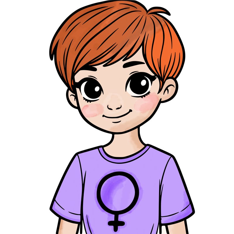 girl with pixie cut and feminist shirt