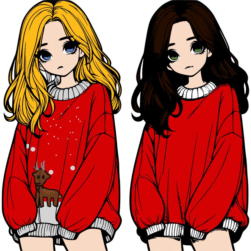 realistic girl with baggy sweater