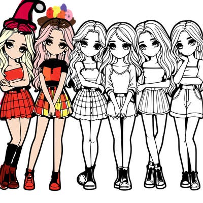 a group of girls realistic