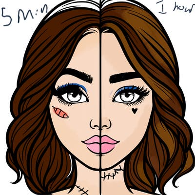 realistic girl split half