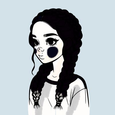 realistic girl with braids