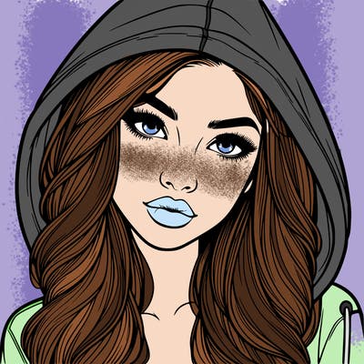 realistic beautiful girl with a hood on