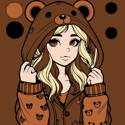 realistic girl in a animal pjs hoodie