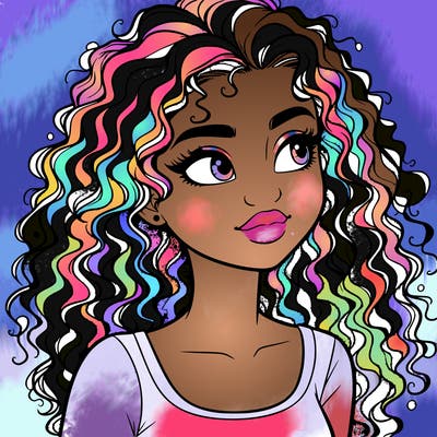 realistic girl with curly hair