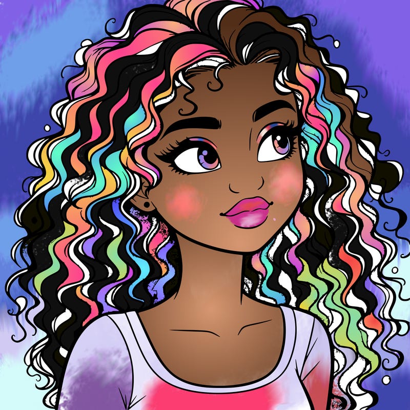 realistic girl with curly hair