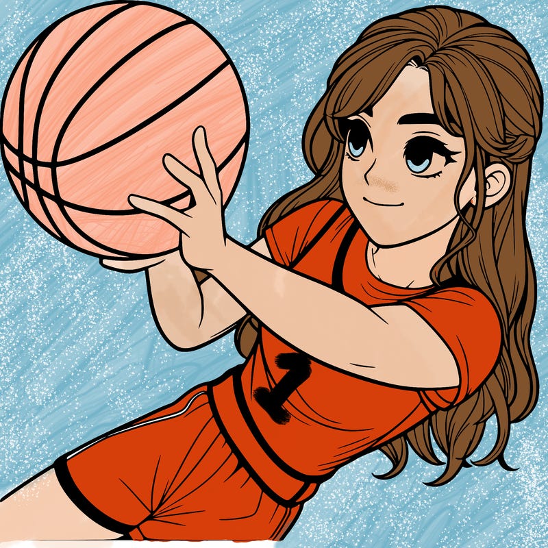 realistic girl playing basketball