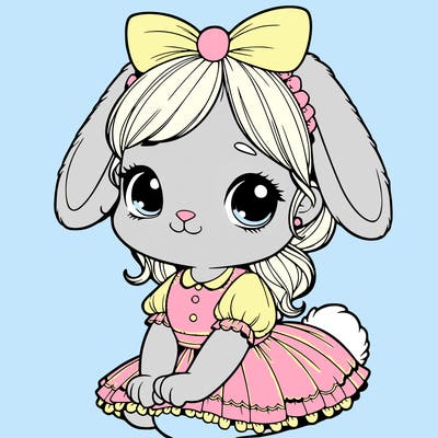 cute easter bunny girl realistic