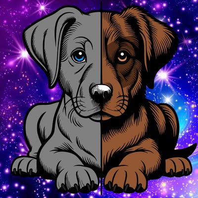 realistic dog split picture