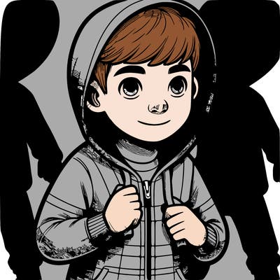 realistic boy with shadow with hoodie