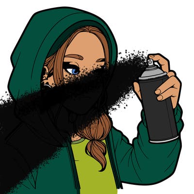 a realistic girl, spray painting