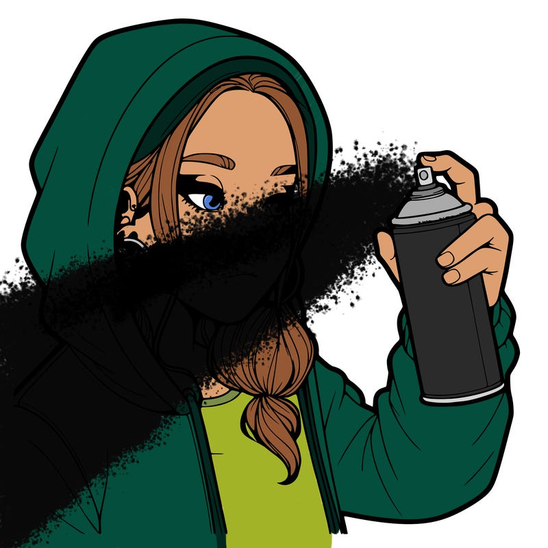 a realistic girl, spray painting