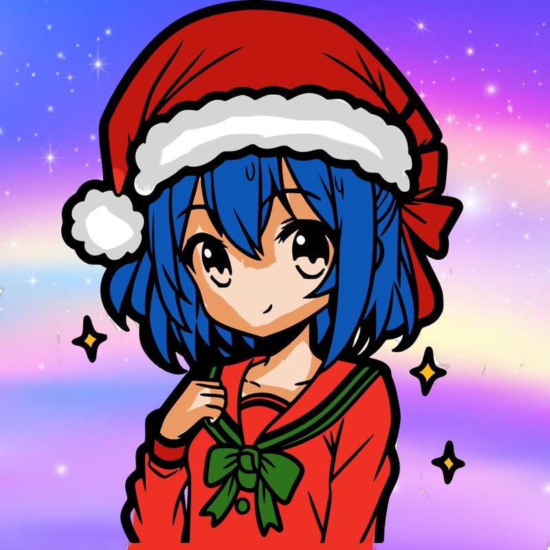 anime girl wearing a santa hat