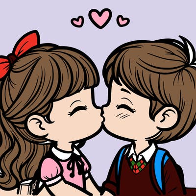 boy and girl kissing