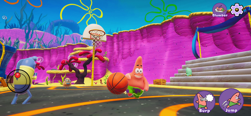Patrick Star playing basketball in Bikini Bottom