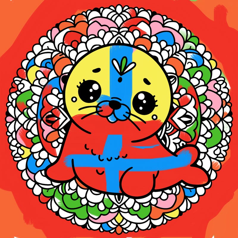 a cute baby seal mandala