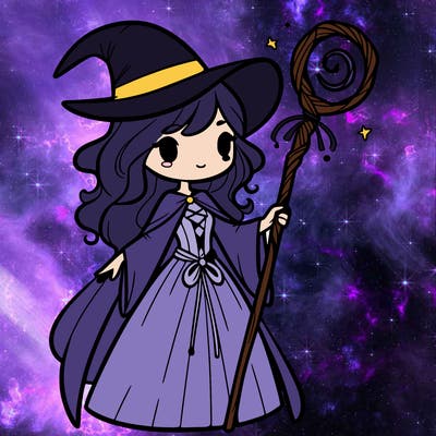 girl with a sorceress staff